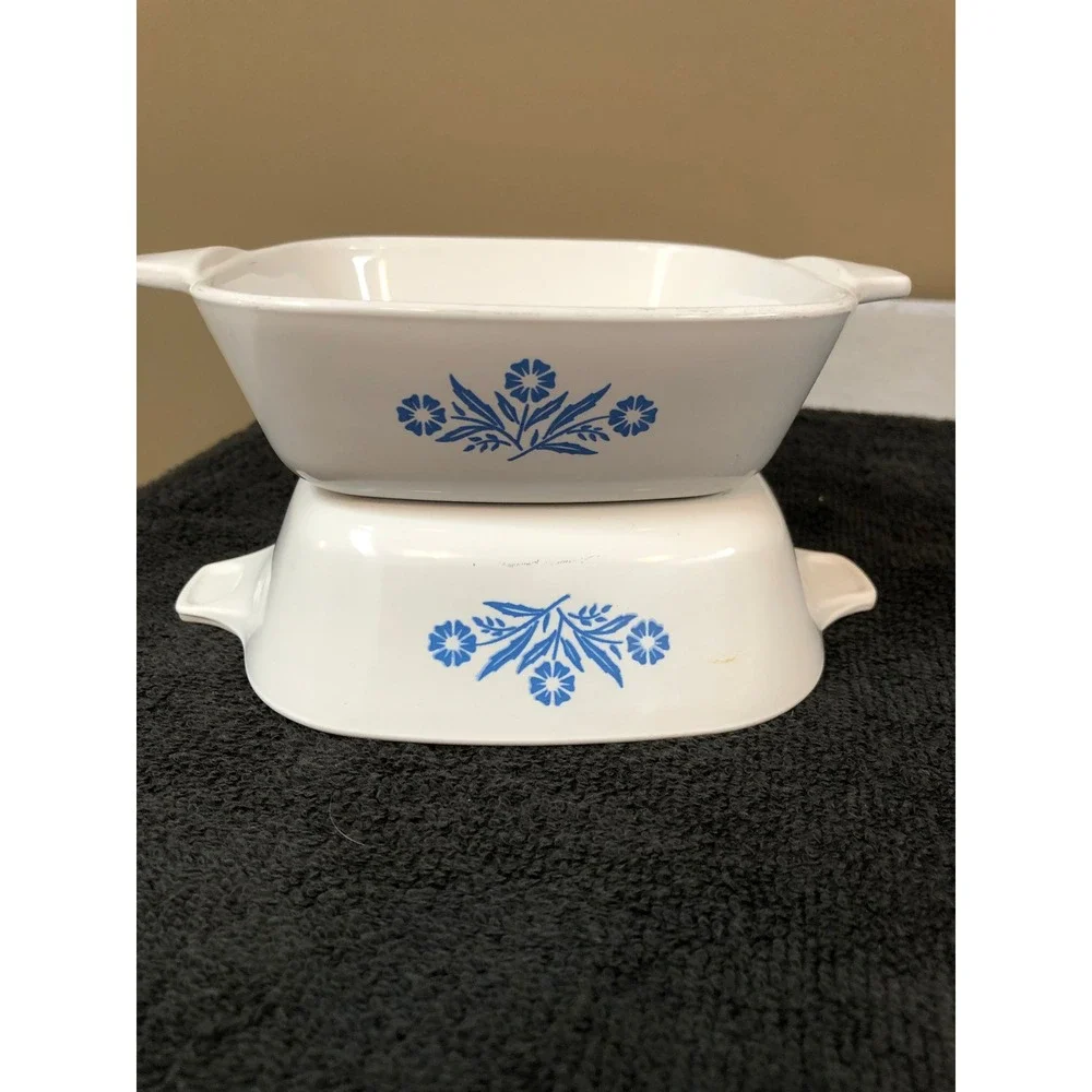2 ~Vintage Corning Ware Blue Cornflower P-41-B Petite Casserole Dishes 1.75 Cup
